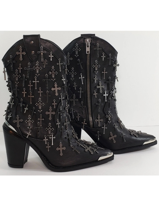 Dolls Kill Shoes - Dolls Kill WIDOW Cross Idol Worship Cowboy Boots, Size 9 *NEW & RARE!*